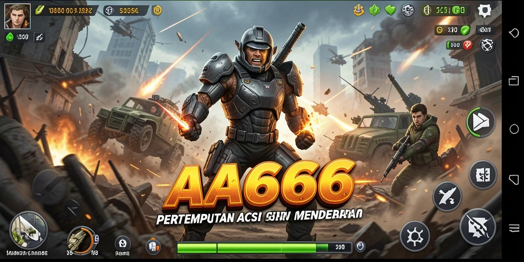 Tampilan gameplay aksi yang mendebarkan di AA666.
