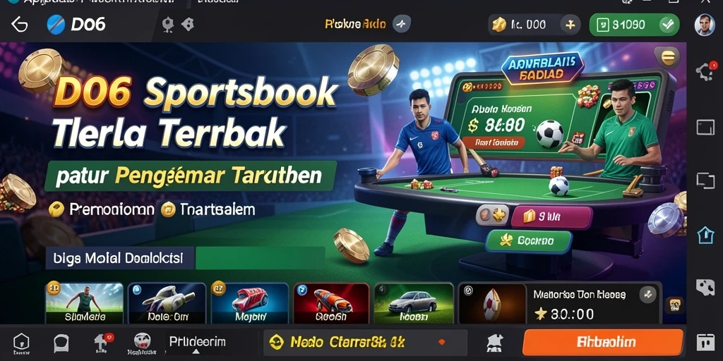Tampilan gameplay D06 dengan berbagai pilihan taruhan olahraga.