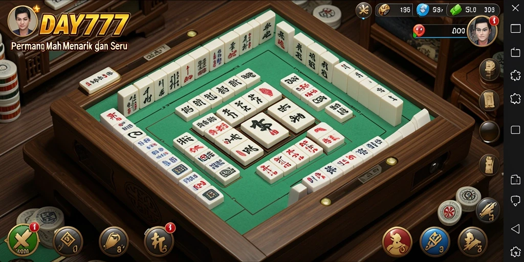 Screenshot dari gameplay Mahjong DAY777 yang seru dan menantang.