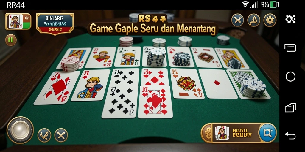 Screenshot gameplay RR44 yang menampilkan suasana seru permainan gaple.