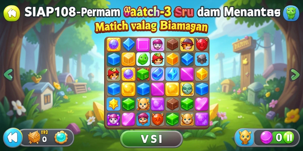 Tampilan gameplay SIAP108 dengan elemen colorful untuk permainan Match-3.